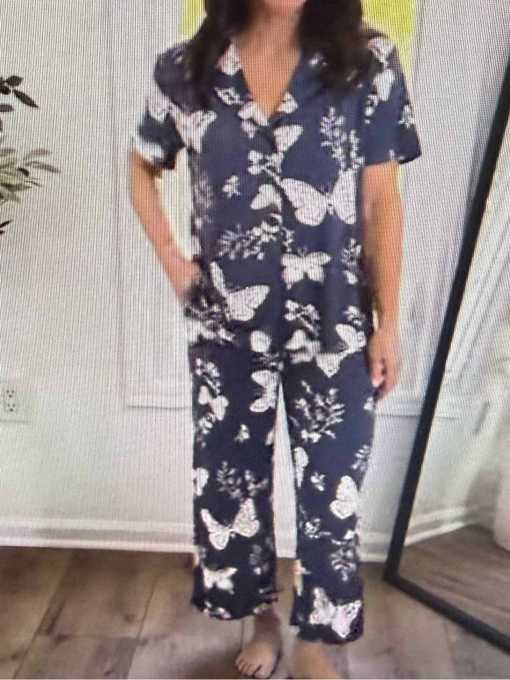 Soma Navy and White Butterfly-Floral Pajama Top🎆